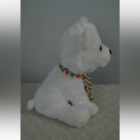 Kellytoy Polar Bear Plush Stuffed Animal Toy White Green Red Stripe Scarf  Teddy - Picture 6 of 6